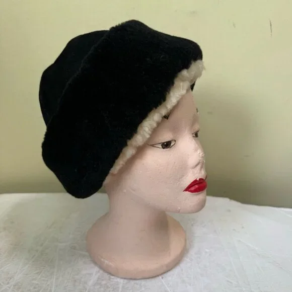 Vintage Shearling Bucket Rimmed Hat Sheepskin Fur Cozy Warm Leather Custom Fur - Picture 3 of 13